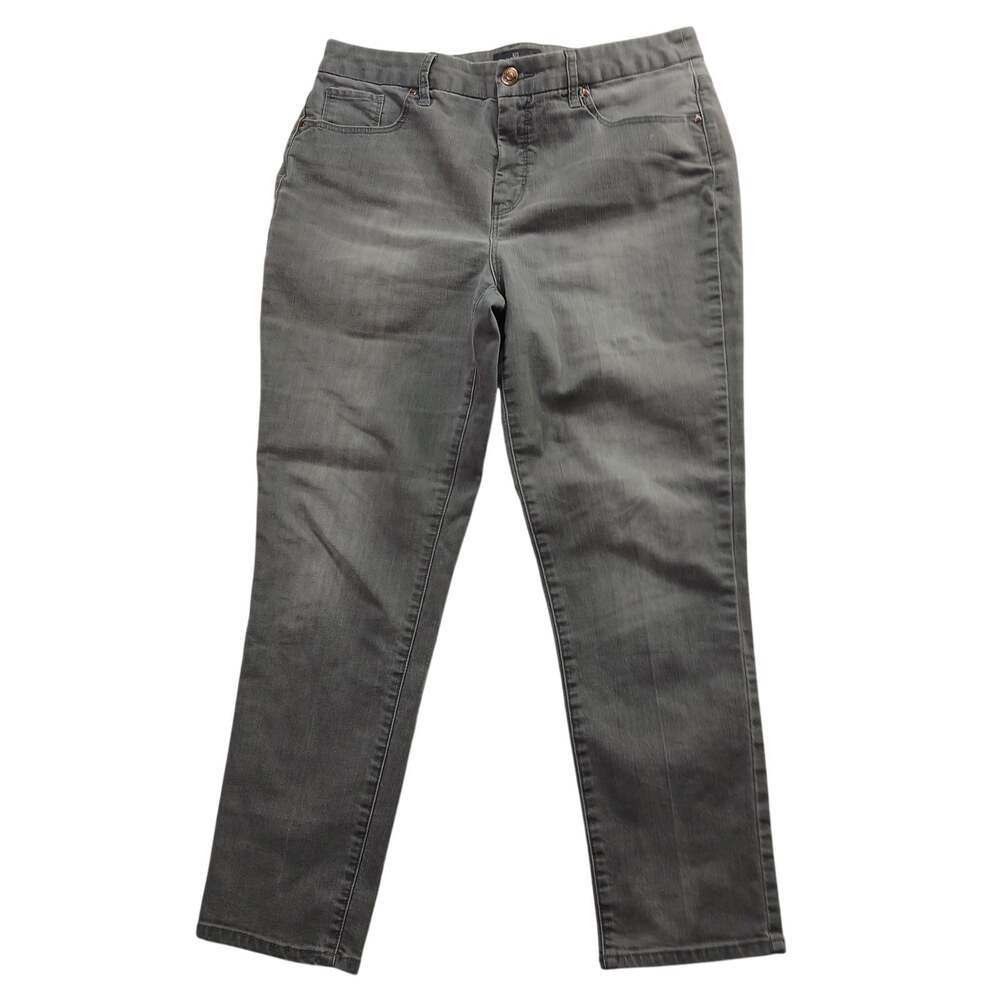 Chico's So Slimming Ankle Jeans Womens Size 1 US 8 Grey Stretch Denim